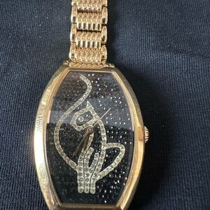 Elegant Gold Cat Design Women's Watch Baby Phat Vintage